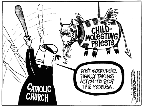 catholic church priest sexual abuse scandal cartoon vatican action pinata blind leading blind hypocrisy